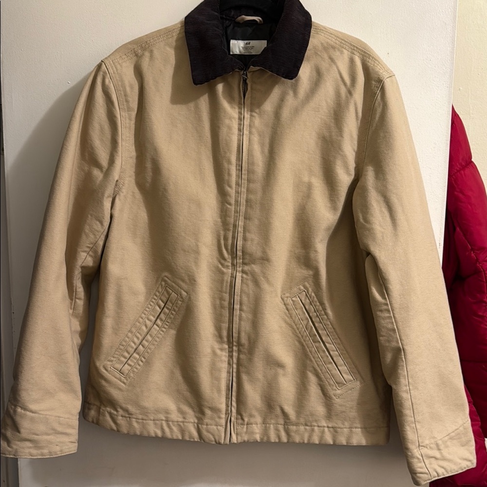 H&M Tan Barn Jacket with Brown Collar